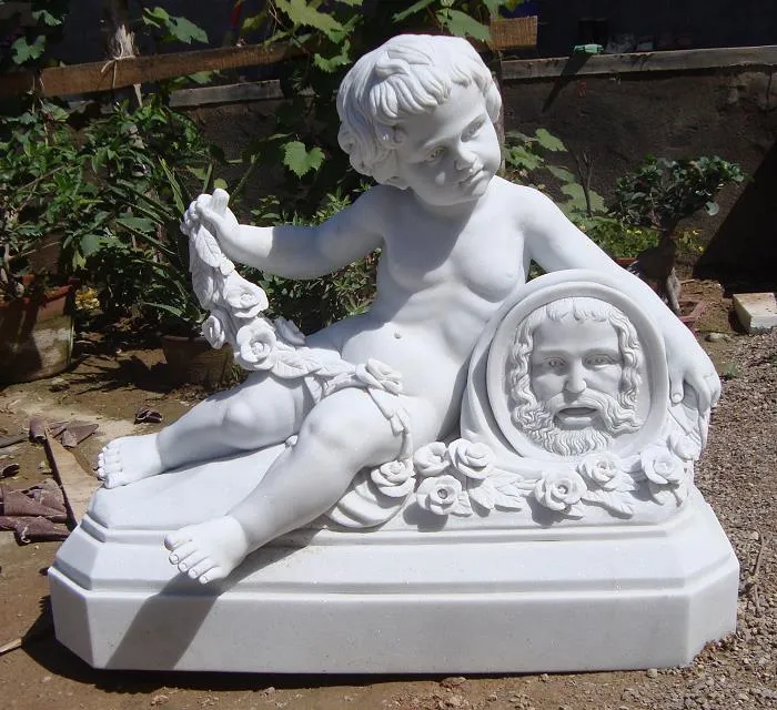 Sculpture d'Ange de Cimetière en Marbre Naturel