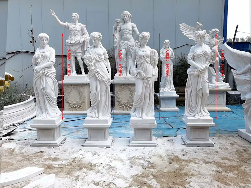 Grande sculpture d'ange de cimetière en marbre blanc