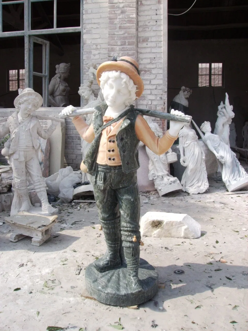 Life-Size Marble Angel Cemetery Sculpture for Gardens